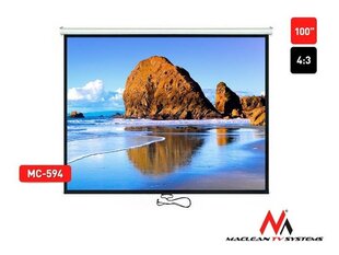 Maclean MC-594 Economy/Budget Auto-lock Manual Projection Screen-100'' /4:3 цена и информация | Экраны для проекторов | 220.lv