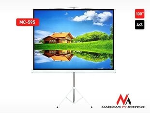 Maclean MC-595 Standard Portable Tripod Projection Screen-100’’ 4:3 200x150 cm cena un informācija | Maclean Datortehnika | 220.lv