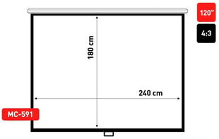 Maclean MC-591 ekrāns projektoram-120’’ 4:3 cena un informācija | Maclean Datortehnika | 220.lv