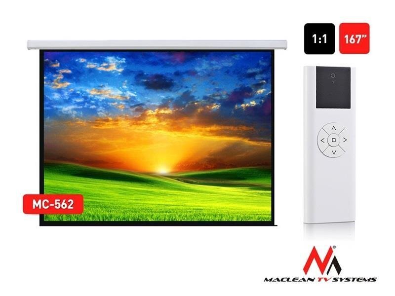 Maclean MC-562 Economy Budget Auto-lock projektors 167'' 1:1 300cm cena un informācija | Ekrāni projektoriem | 220.lv