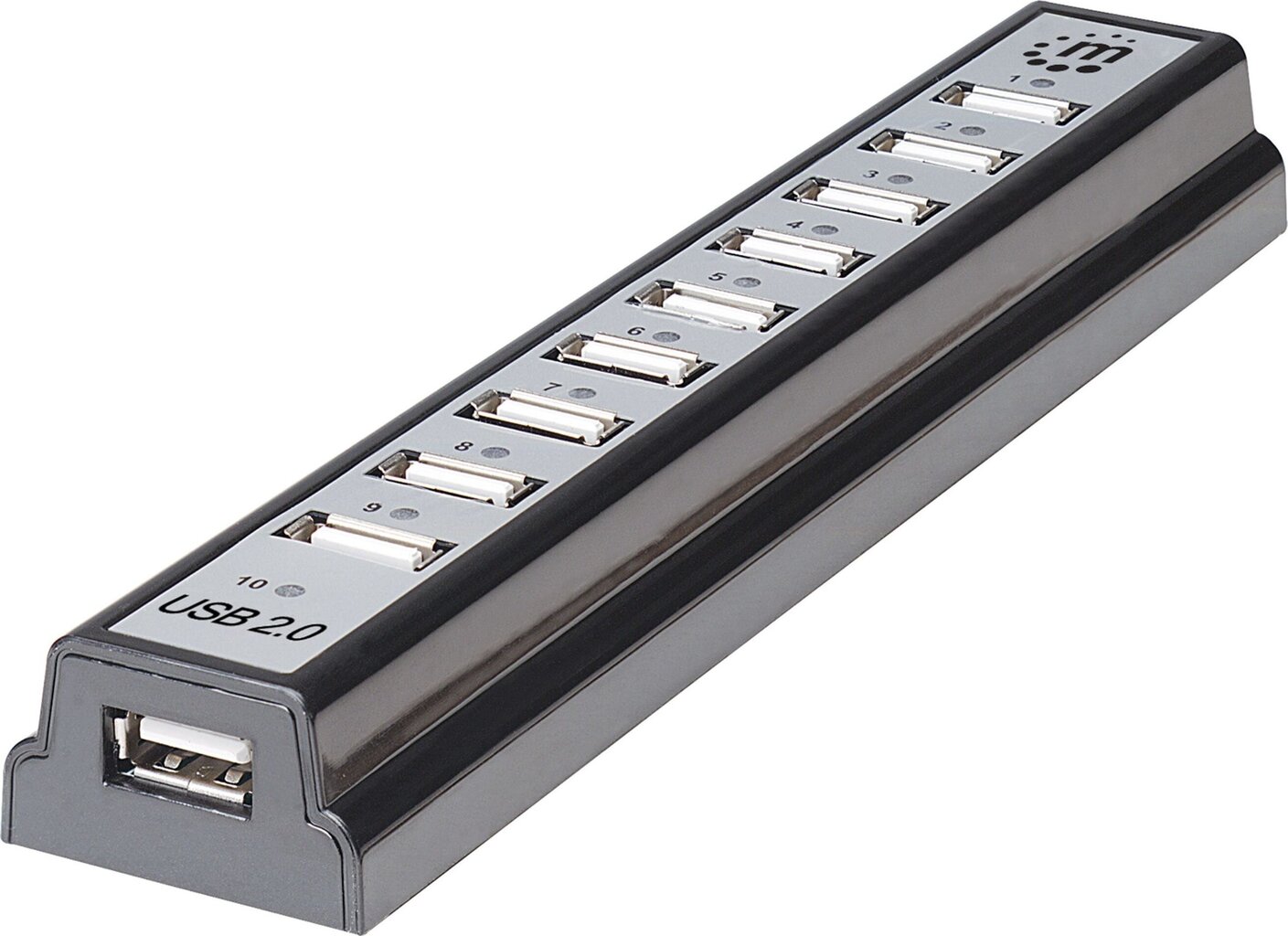 Manhattan Hi-Speed USB 2.0 Hub 10 Ports w/ Power Adapter, Black cena un informācija | Adapteri un USB centrmezgli | 220.lv