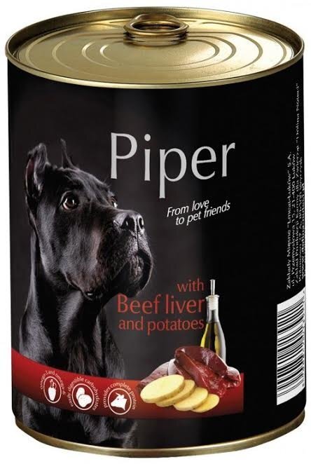 Mīksta barība suņiem Piper ar kartupeļiem un liellopu aknām, 800 g cena un informācija | Konservi suņiem | 220.lv