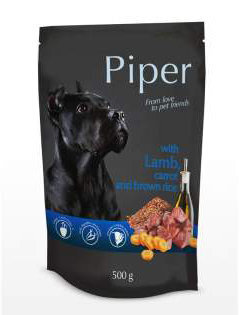 Mīksta barība suņiem Piper ar jēra gaļu, burkāniem un brūniem rīsiem 500 g цена и информация | Konservi suņiem | 220.lv