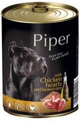 Mīksta barība suņiem Piper ar vistu sirdīm un brūniem rīsiem, 400 g cena un informācija | Konservi suņiem | 220.lv