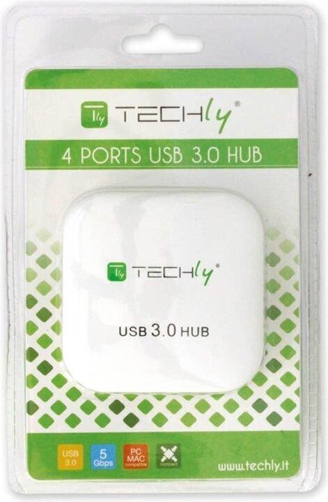 Techly Hub USB 3.0 Super-Speed, 4 ports, white cena un informācija | Adapteri un USB centrmezgli | 220.lv