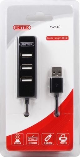 Unitek Hub 4x USB 2.0. mini, black, Y-2140 cena un informācija | Adapteri un USB centrmezgli | 220.lv