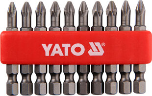 Комплект насадок 10 шт. Yato PH2x50мм 1/4" цена и информация | Механические инструменты | 220.lv