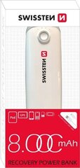 Swissten Premium Recovery Power Banka Universāla Ārējas uzlādes batereja 1А / USB / 8000 mAh Balta cena un informācija | Lādētāji-akumulatori (Power bank) | 220.lv