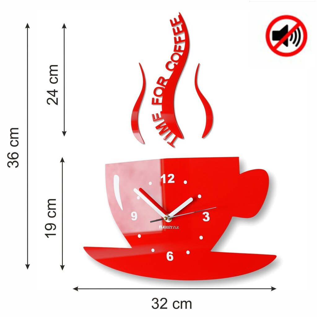 Sienas pulkstenis "Kafijas krūzē" cena un informācija | Pulksteņi | 220.lv