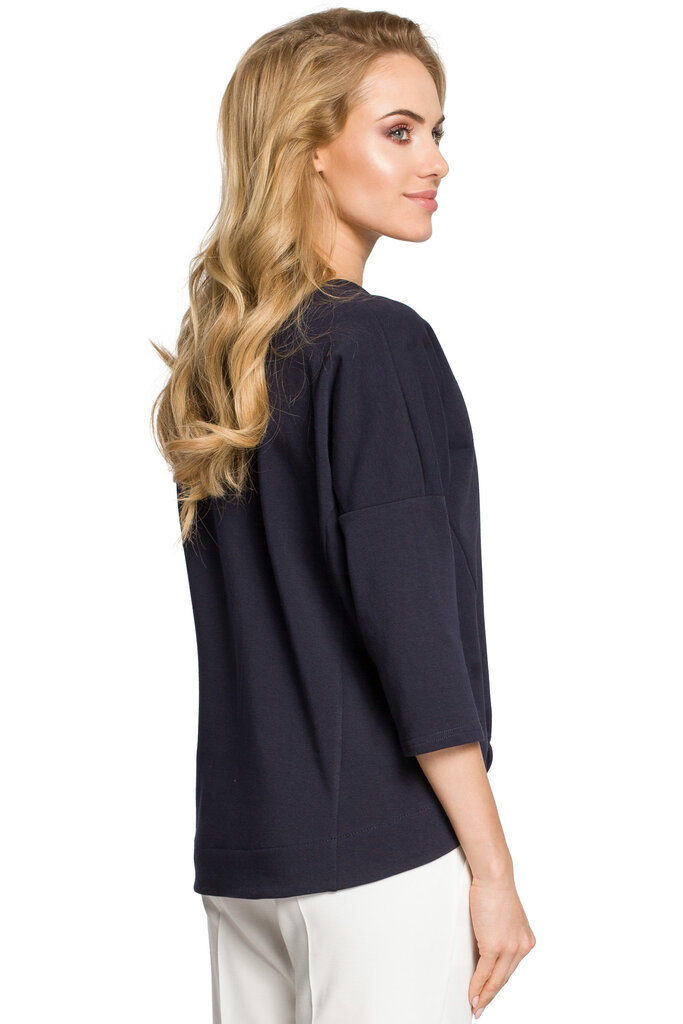 M315 Tumši zils sporta krekls ar elastīgu joslu cena un informācija | Blūzes, sieviešu krekli | 220.lv