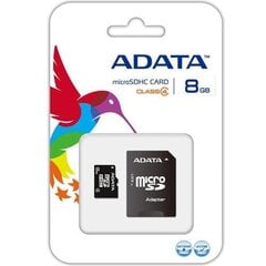 ADATA 8 GB, MicroSDHC, Flash memory clas cena un informācija | Atmiņas kartes mobilajiem telefoniem | 220.lv