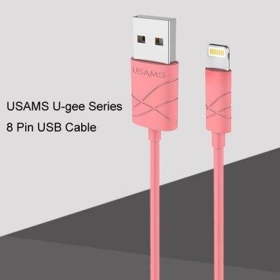 Usams US-SJ042 U-Gee Pro PVC Universāls Lightning uz USB Datu & Ātrās Uzlādes 2A kabelis 1m Sarkans цена и информация | Savienotājkabeļi | 220.lv