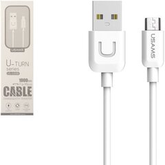 Usams US-SJ098 Izturīgs TPE Universāls Micro USB uz USB Datu & Ātrās Uzlādes 2A kabelis 1m Balts цена и информация | Кабели для телефонов | 220.lv