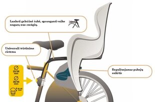 Aizmugurējais velosipēda sēdeklis Bellelli B-One Standard, tumši pelēks cena un informācija | Bērnu velosipēdu sēdeklīši | 220.lv
