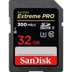 Sandisk Extreme PRO SDHC 32GB - 300MB/s UHS-II cena un informācija | Atmiņas kartes fotokamerām | 220.lv