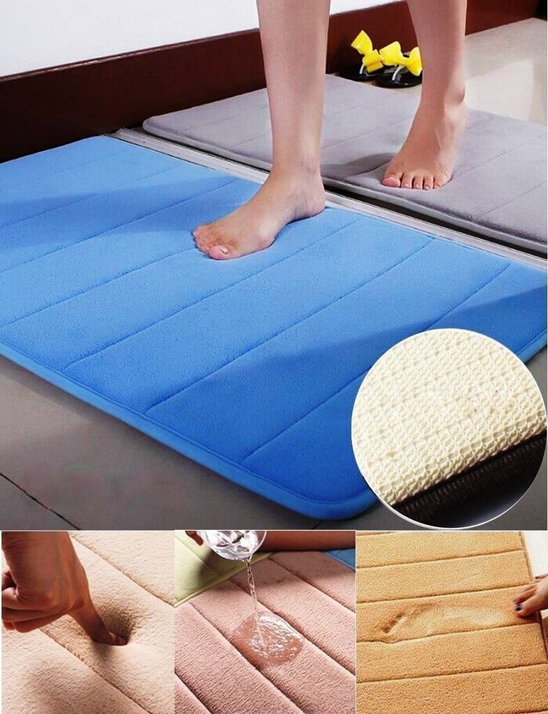 Memory foam paklājs "Benedomo" Pelēks, 50x60 cm cena un informācija | Vannas istabas aksesuāri | 220.lv