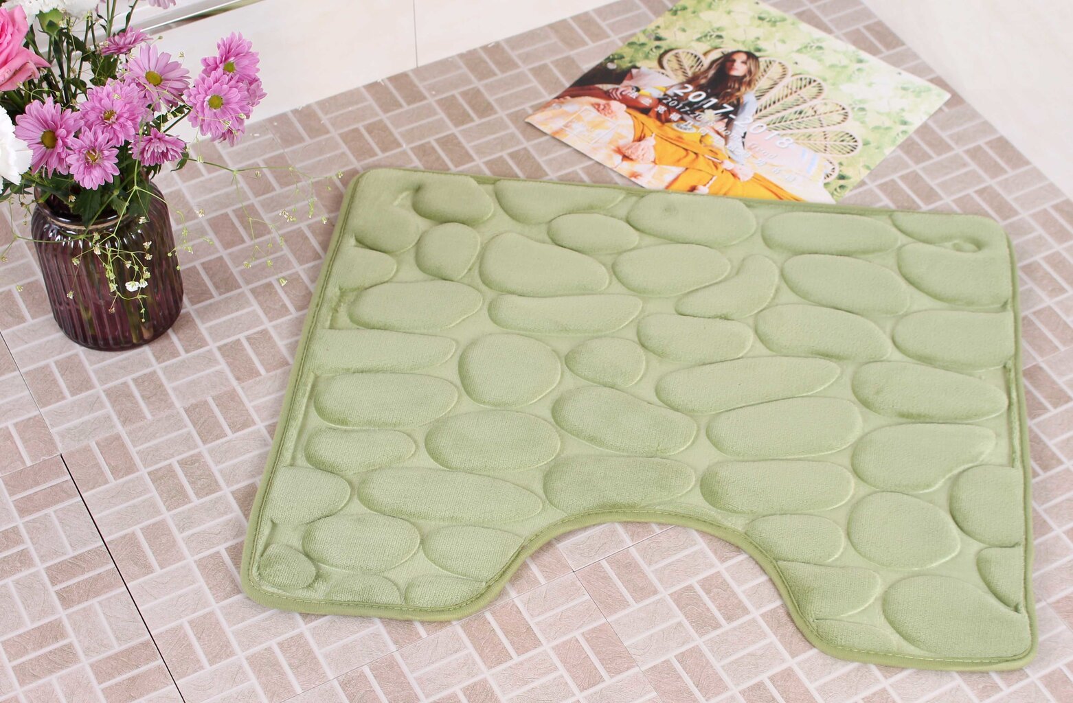 Memory foam paklājs "Benedomo" Green, 50x60 cm цена и информация | Vannas istabas aksesuāri | 220.lv