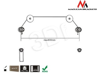 Maclean MC-557 Extra Slim Quality Wall TV Screen Mount Bracket 32-70 50кг цена и информация | Кронштейны и крепления для телевизоров | 220.lv