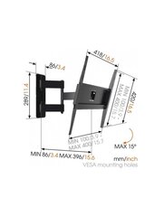 Настенный кронштейн MA3040-A1, 32-55, 25 кг цена и информация | Кронштейны и крепления для телевизоров | 220.lv