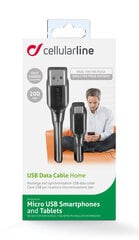 Micro USB 2m kabelis Cellular melns цена и информация | Кабели для телефонов | 220.lv