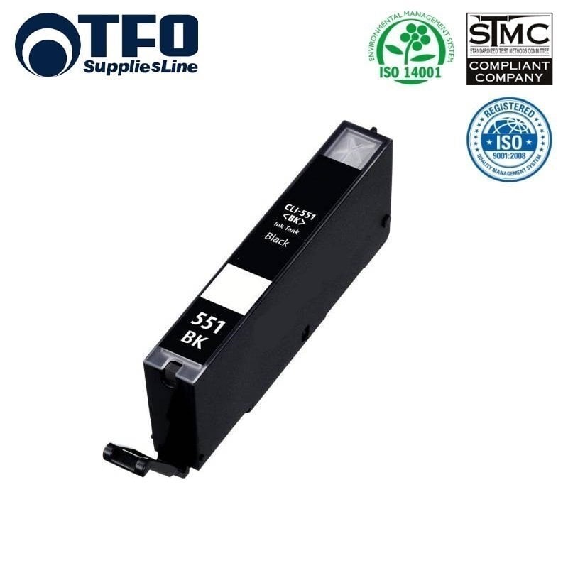 TFO Canon CLI-551BK Melns Tintes Kārtridžs 12ml priekš Pixma ip7250 uc. 6443B001 HQ Premium Analogs cena un informācija | Kārtridži lāzerprinteriem | 220.lv