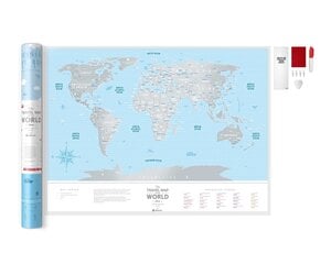 Dzēšama ceļojumu karte Travel Map World Silver цена и информация | Карты мира | 220.lv