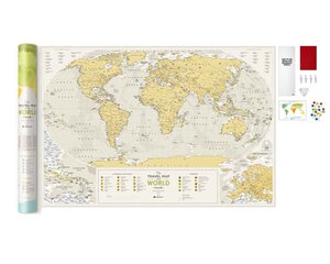 Dzēšama ceļojumu karte Travel Map World Geograghy цена и информация | Карты мира | 220.lv