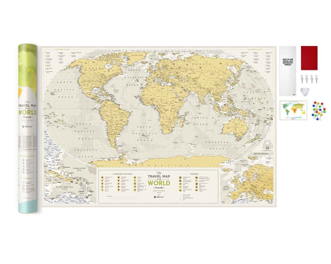 Dzēšama ceļojumu karte Travel Map World Geograghy cena un informācija | Pasaules kartes | 220.lv