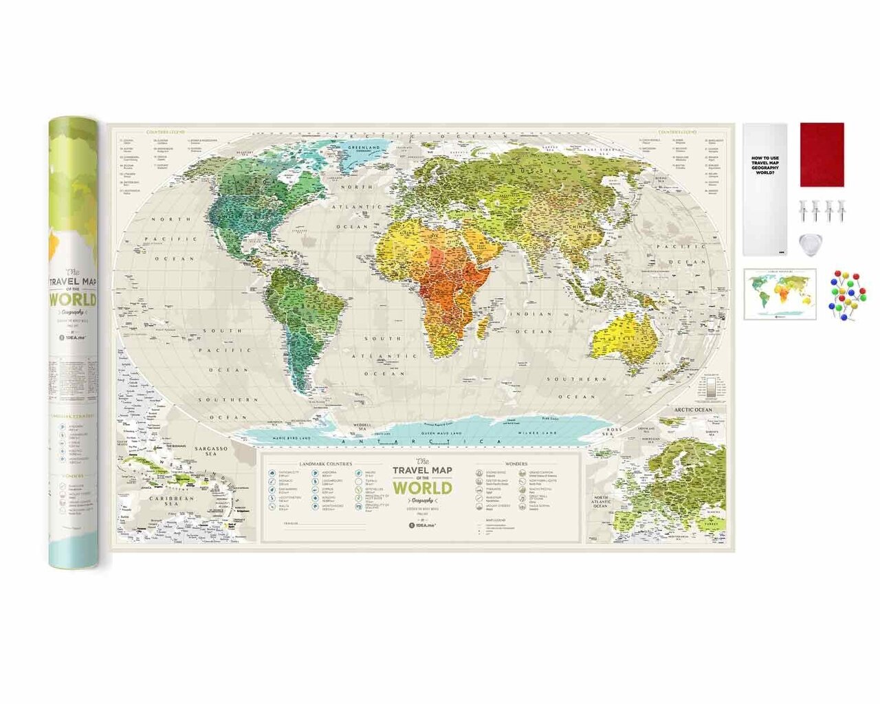 Dzēšama ceļojumu karte Travel Map World Geograghy cena un informācija | Pasaules kartes | 220.lv