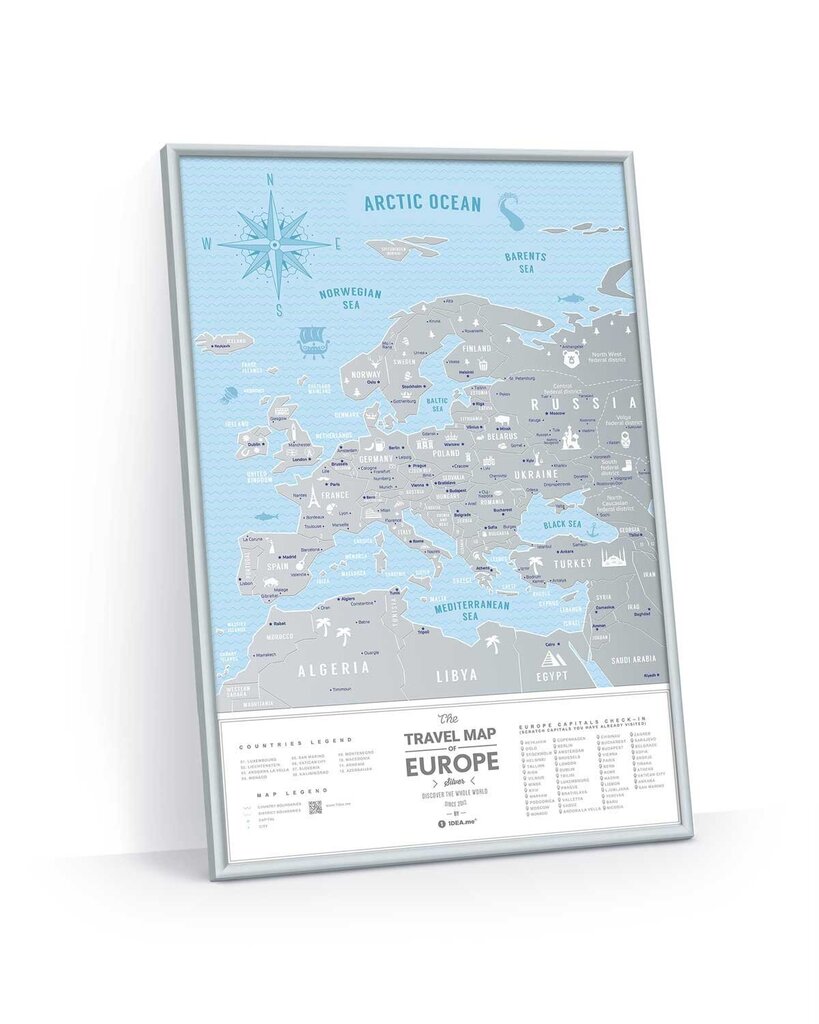 Dzēšama ceļojumu karte Travel Map Silver Europe cena un informācija | Pasaules kartes | 220.lv
