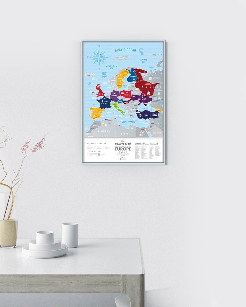 Dzēšama ceļojumu karte Travel Map Silver Europe cena un informācija | Pasaules kartes | 220.lv