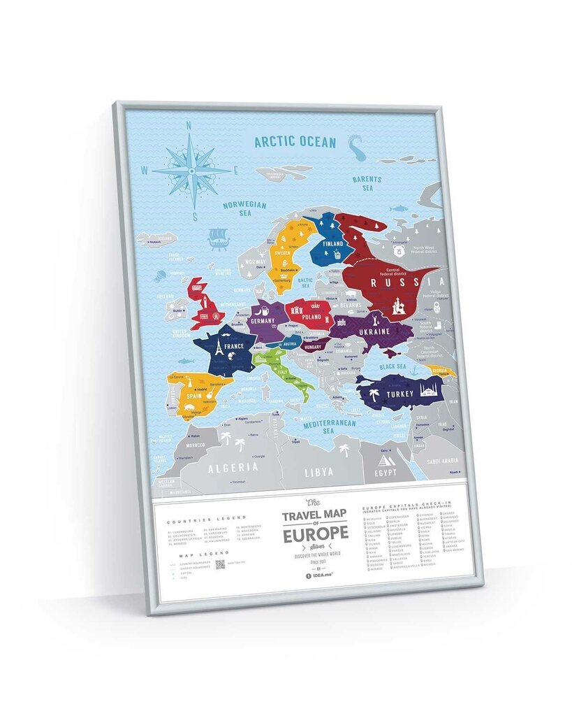 Dzēšama ceļojumu karte Travel Map Silver Europe цена и информация | Pasaules kartes | 220.lv