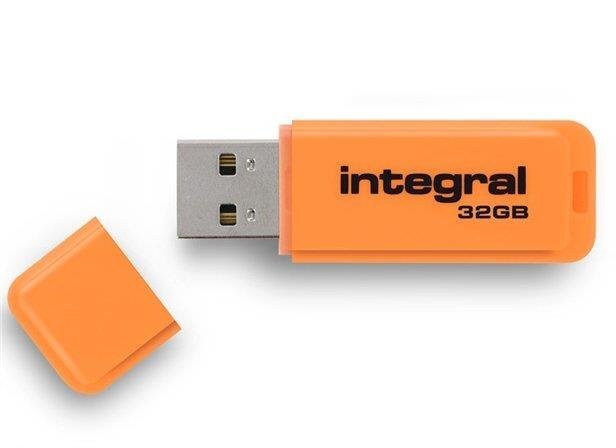 USB Atmiņas karte Integral Neon 32GB, Oranža цена и информация | USB Atmiņas kartes | 220.lv