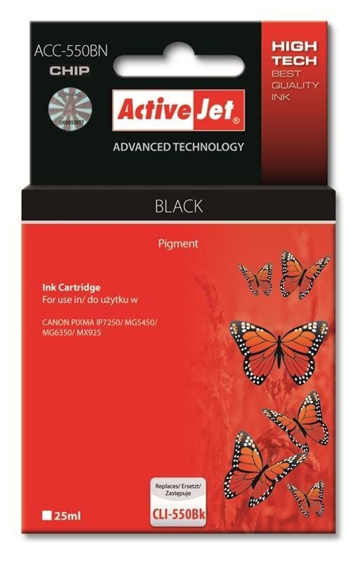Tintes Kārtridžs ActiveJet ACC-550BN (Canon PGI-550BK), Melns cena un informācija | Tintes kārtridži | 220.lv
