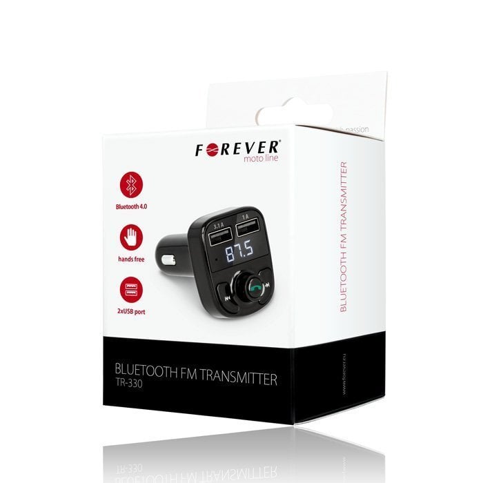 Forever TR-330 Auto FM Bluetooth 4.0 Modulators un Handfree Brīvroku sistēma + 2x USB Lādētājs 3.1A / Micro SD, melns цена и информация | FM Modulatori | 220.lv