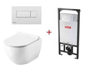 WC komplekts Ravak: WC rāmis + pods Rimoff + WC poga + Soft Close vāks cena un informācija | Tualetes podi | 220.lv