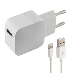 Lādētājs + MFI kabelis KSIX 2.4A USB iPhone Balts cena un informācija | Lādētāji un adapteri | 220.lv