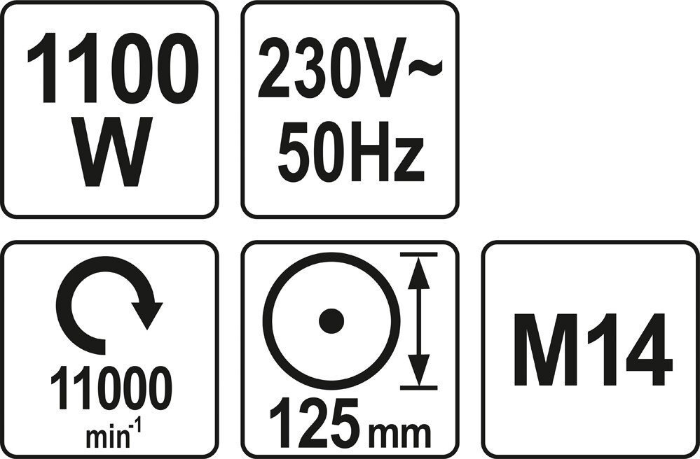 Leņķa slīpmašīna 1100W, d-125mm Yato YT-82100 cena un informācija | Slīpmašīnas | 220.lv