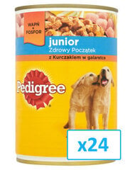 Pedigree Junior konservai šuniukams su vištiena 24 x 400 g cena un informācija | Konservi suņiem | 220.lv