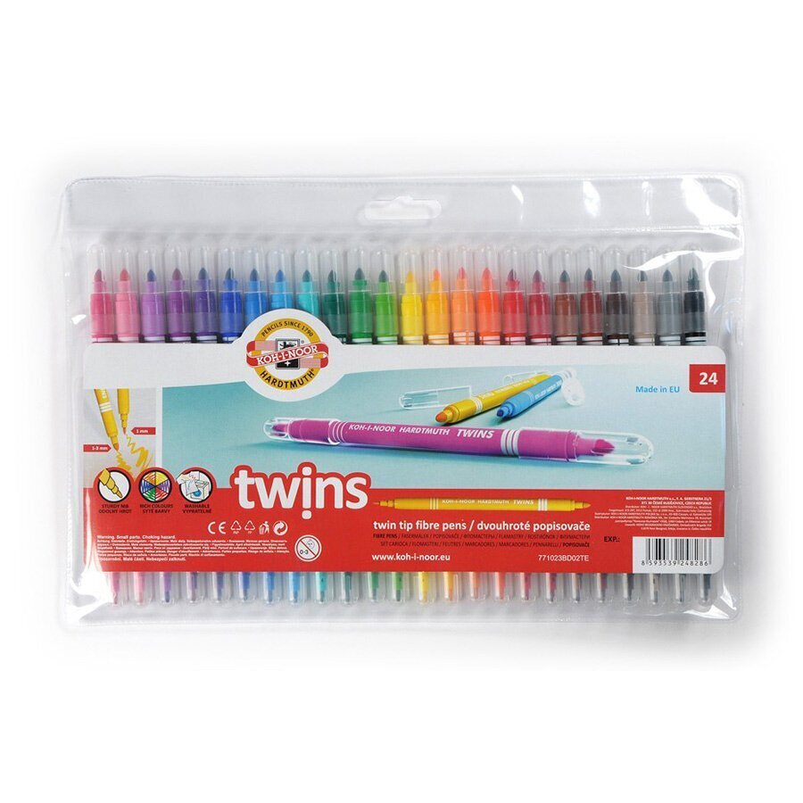 Divpusējie flomasteri TWINS, 24 krāsas cena un informācija | Modelēšanas un zīmēšanas piederumi | 220.lv