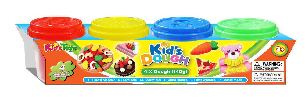 Radošs komplekts Kid's Dough, 4 x 140 g cena un informācija | Modelēšanas un zīmēšanas piederumi | 220.lv