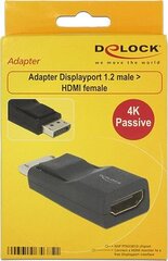 Delock Adapter Displayport 1.2 male > HDMI female 4K Passive black cena un informācija | Delock Datortehnika | 220.lv