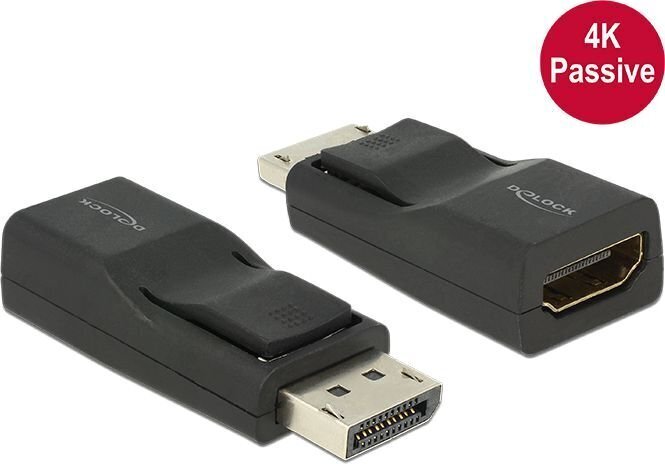 Delock Adapter Displayport 1.2 male > HDMI female 4K Passive black cena un informācija | Adapteri un USB centrmezgli | 220.lv