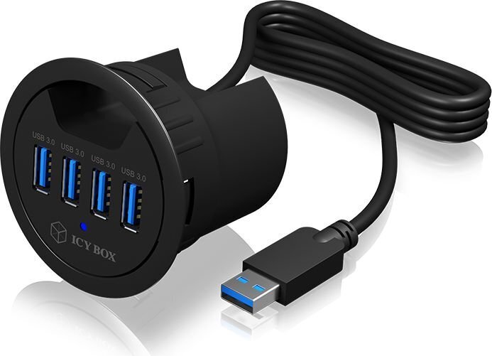 IcyBox Desk Hub 4xUSB 3.0, 120 cm USB 3.0 cable cena un informācija | Adapteri un USB centrmezgli | 220.lv