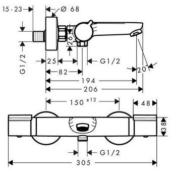 Vannas maisītājs Hansgrohe Versostat, 15348000 cena un informācija | Jaucējkrāni | 220.lv