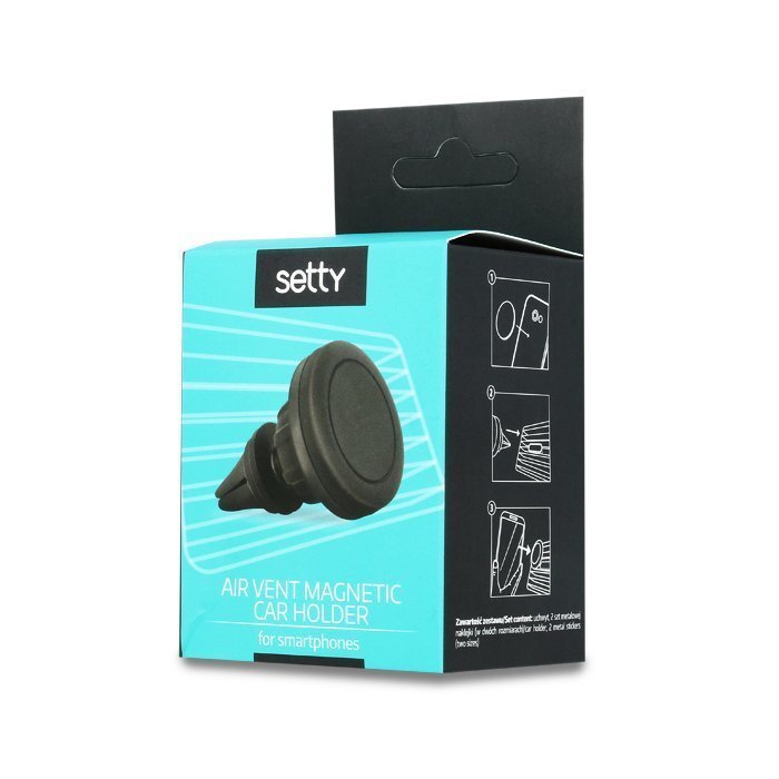 Setty Magnet Universal Air Vent Holder Black cena un informācija | Auto turētāji | 220.lv