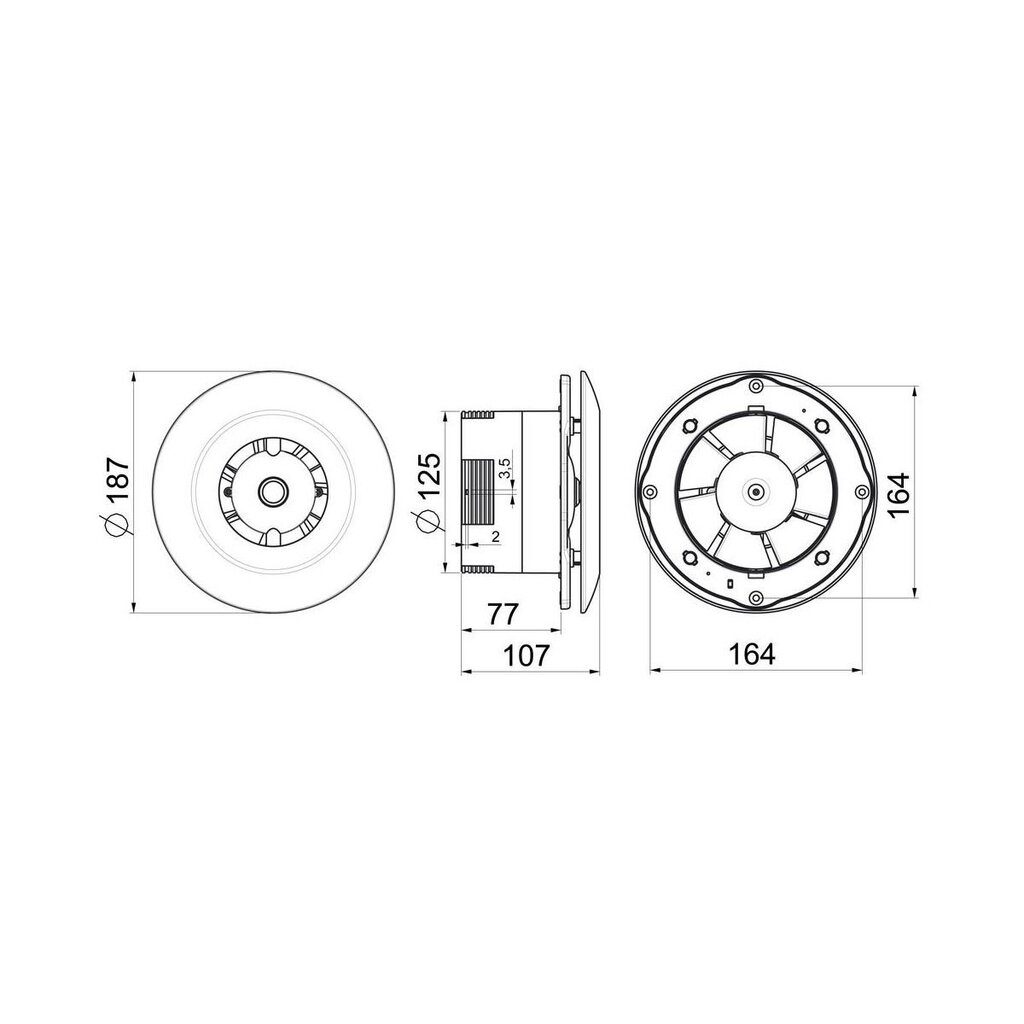 Ventilators Awenta, Orbit WXO125 125 mm, balts cena un informācija | Ventilatori vannas istabai | 220.lv