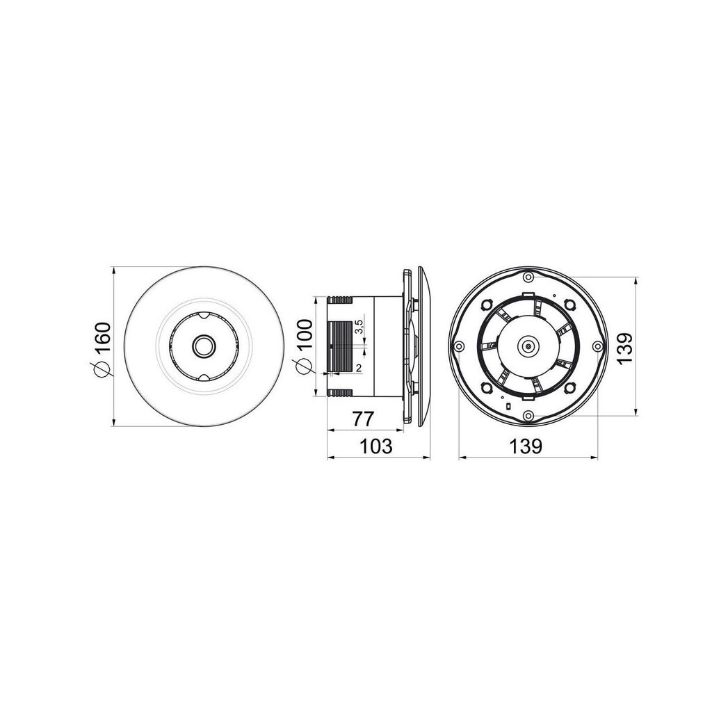 Ventilators Awenta, Orbit WXO 100T, 100 mm, balts cena un informācija | Ventilatori vannas istabai | 220.lv