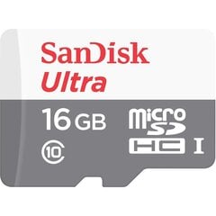 Карта памяти SANDISK 16GB Ultra Android microSDHC 80MB/s Class 10 цена и информация | Карты памяти для телефонов | 220.lv