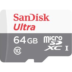 Atmiņas karte SANDISK 64GB Ultra Android microSDXC 80MB/s Class 10 cena un informācija | Atmiņas kartes mobilajiem telefoniem | 220.lv